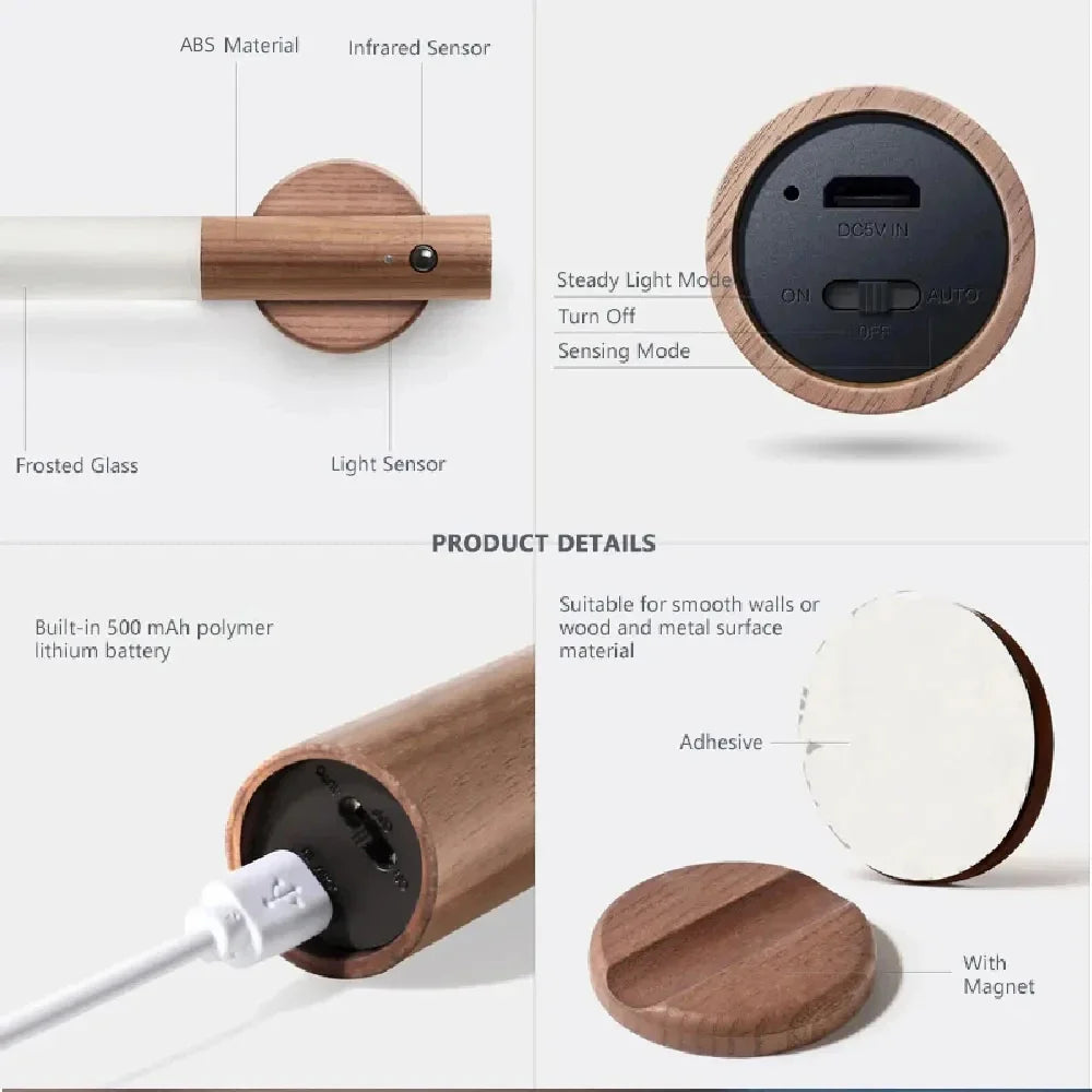 Wooden Magnetic Sensing Lamp